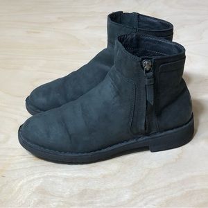 Ugg Australia Black Ankle Boots Plush Lined Side Zip Unisex Women Size 7.5